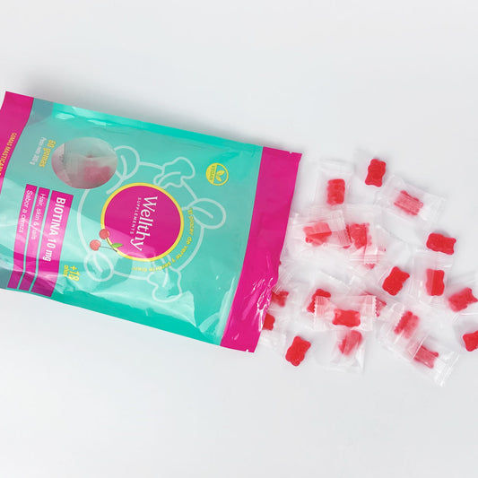 Gomas Masticables de Biotina 10mg – WEALLTHY (Sabor a Cereza)